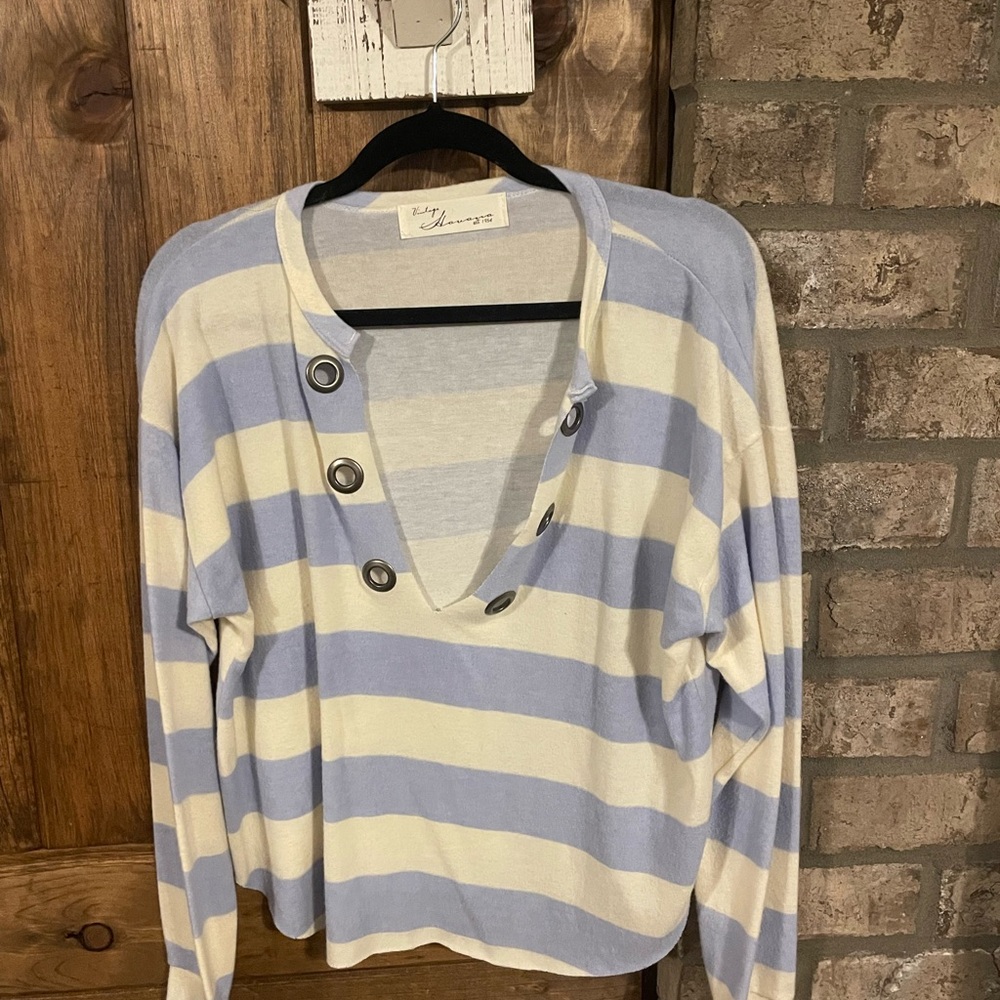 Striped Button-Detail Sweater